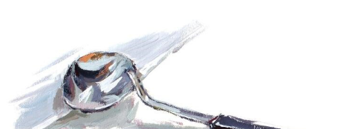 水粉画入门单个静物不锈钢勺子的画法教程