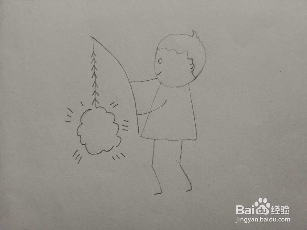 简笔画——怎么画小男孩放鞭炮