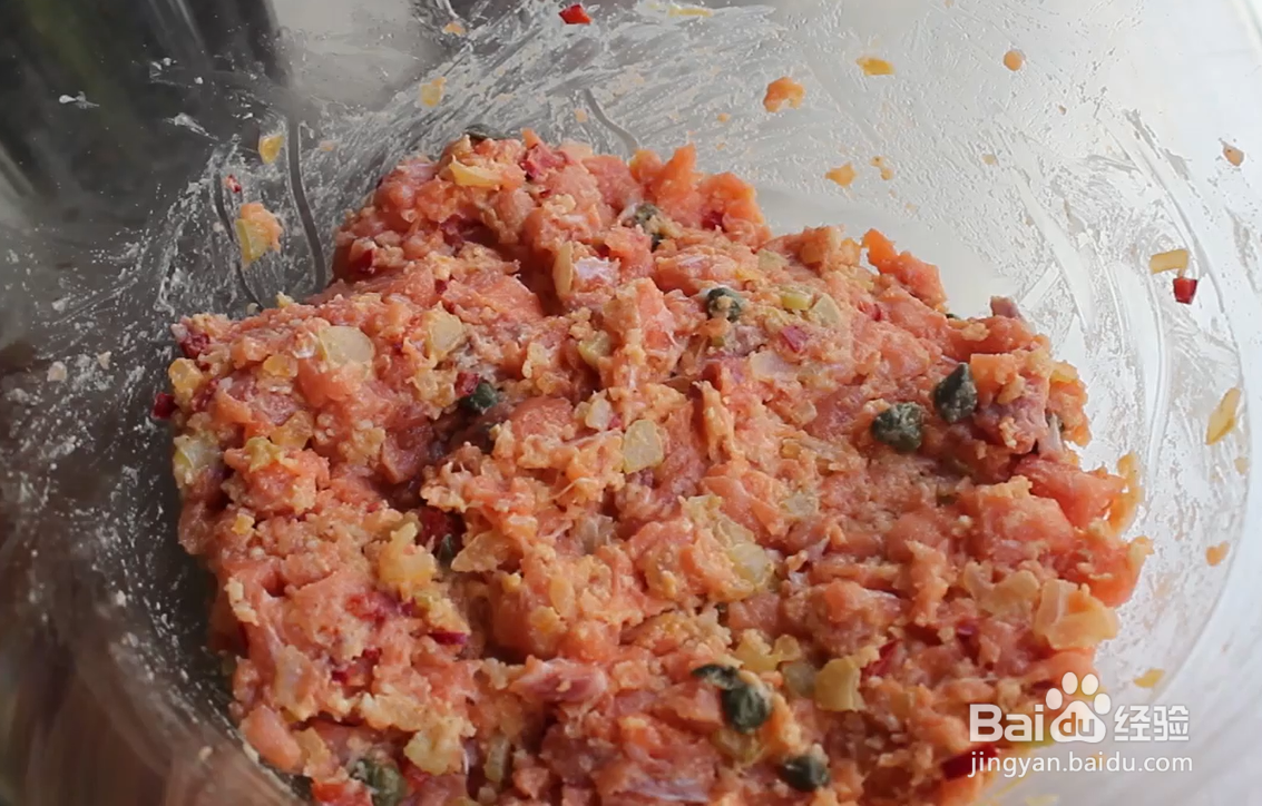 煎三文鱼肉饼的制作方法