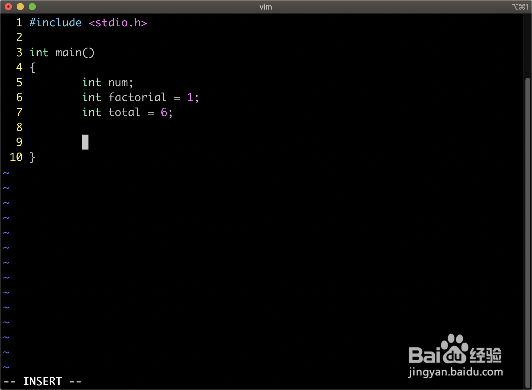 如何用c语言创建阶乘函数