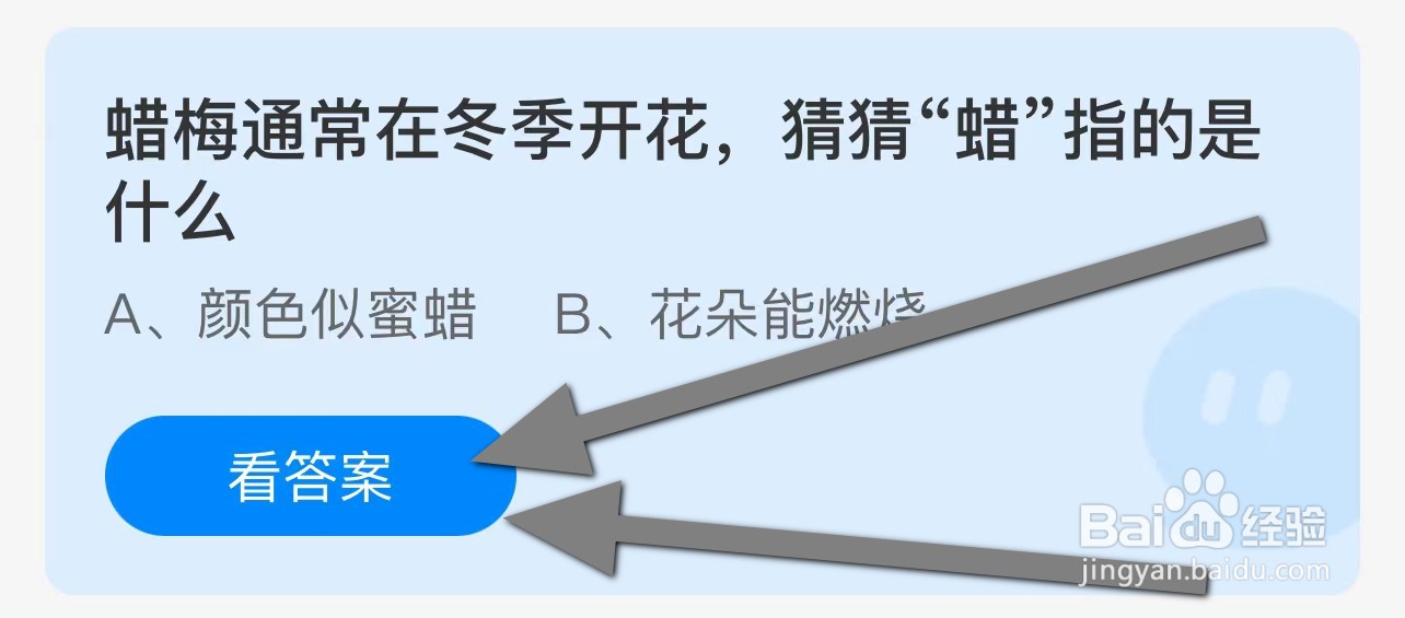 蜡梅通常在冬季开花，猜猜“蜡”指？蚂蚁庄园