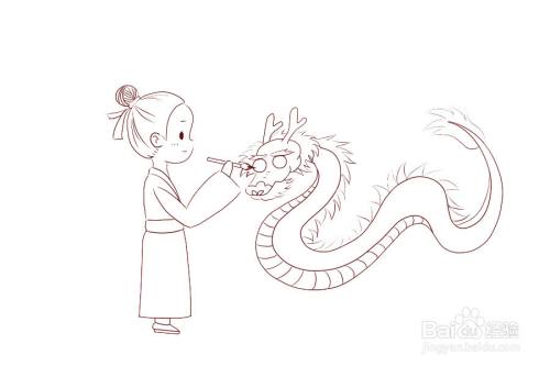 画龙的小朋友的简笔画