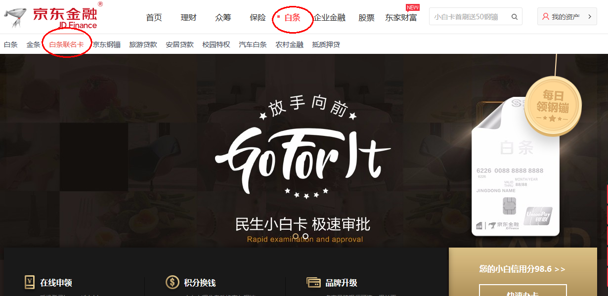 京东白条联名卡怎么申请（没有工作）