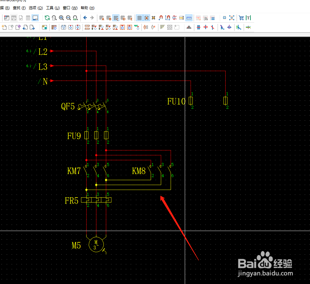 在EPLAN设计正反转电路反转交流接触器的连接线