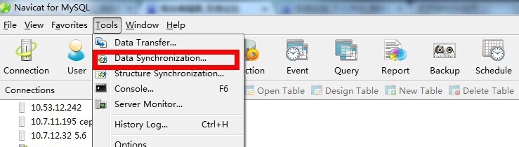 使用navicate同步mysql数据库表结构,数据