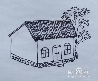 稻草房子简笔画铅笔画图片