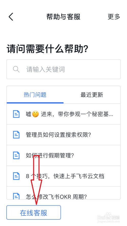 飞书怎样进行人工客服咨询