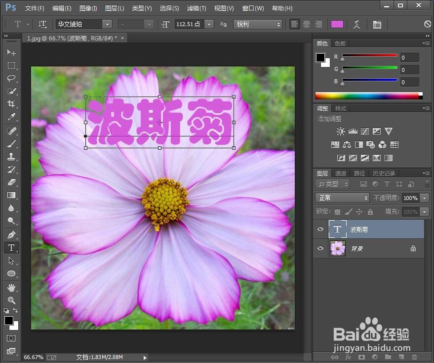 如何在ps中给文字添加膨胀和投影效果