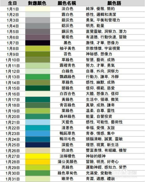 生日颜色查询