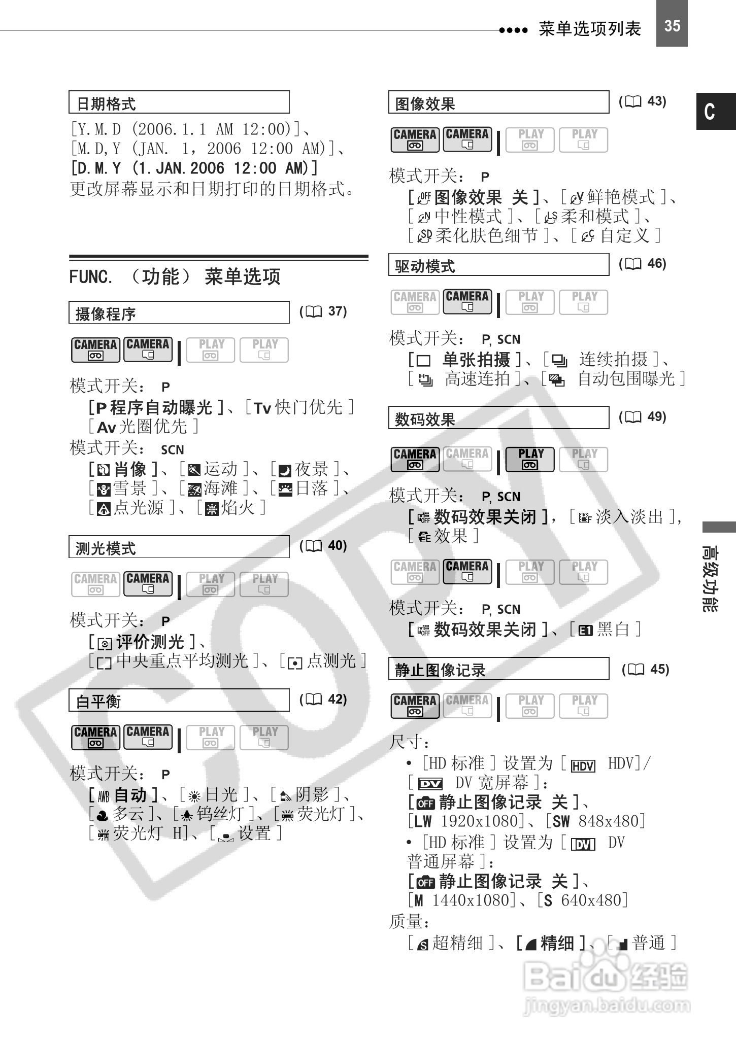 佳能HV10数码摄像机使用说明书:[4]