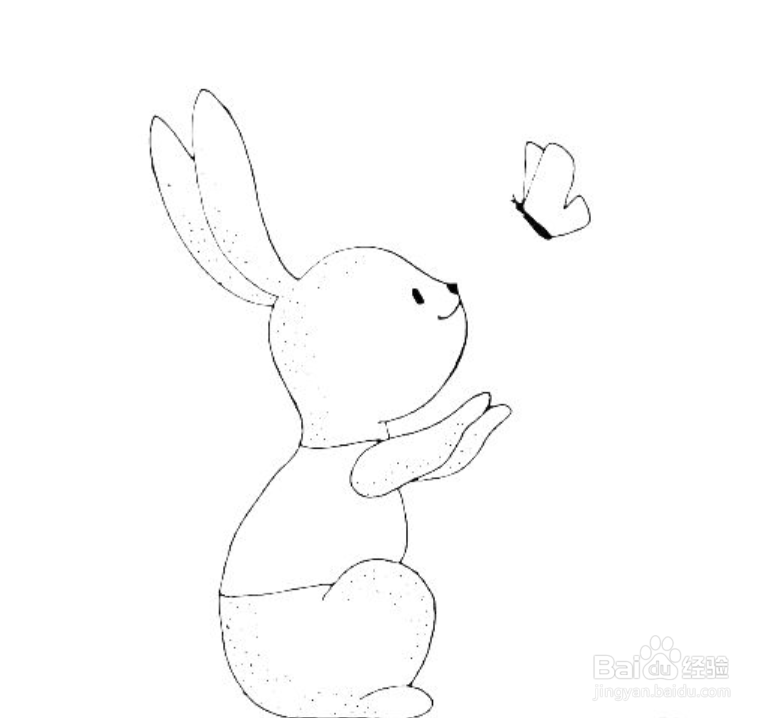 如何画捕蝴蝶的兔子简笔画