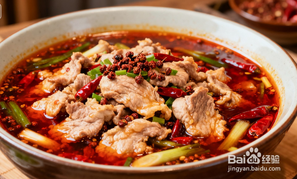 水煮肉片的家常教程：肉片滑嫩，汤底麻辣够味