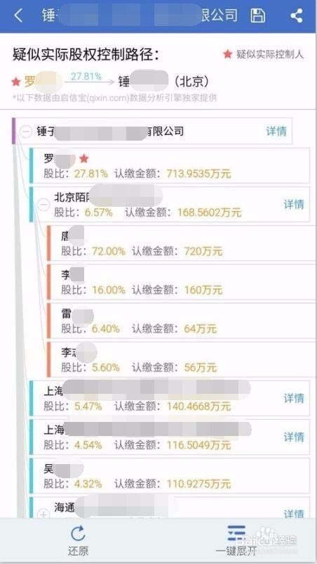 怎样手机查询公司的股权结构？
