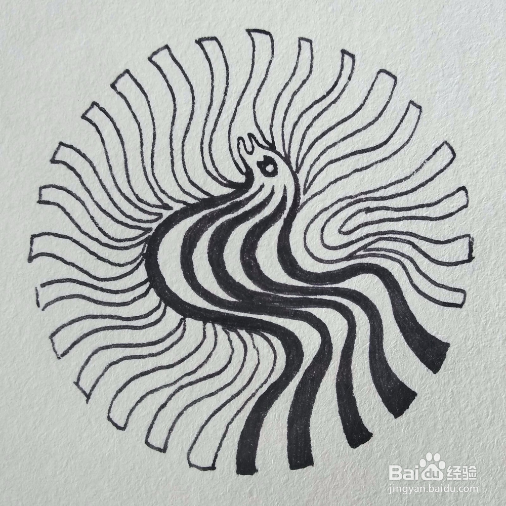 如何用线条画出一只小鸟平面构成创意画？