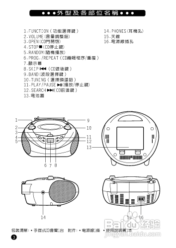旺德电通LD-168 手提式CD音响说明书