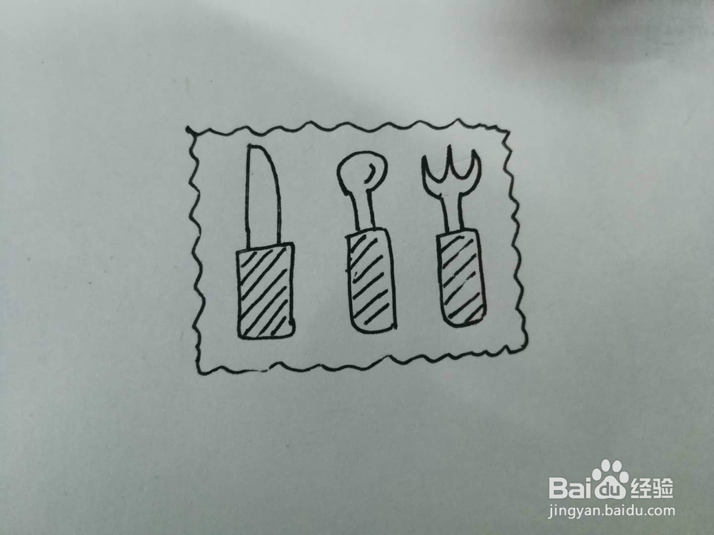 简笔画家用餐具