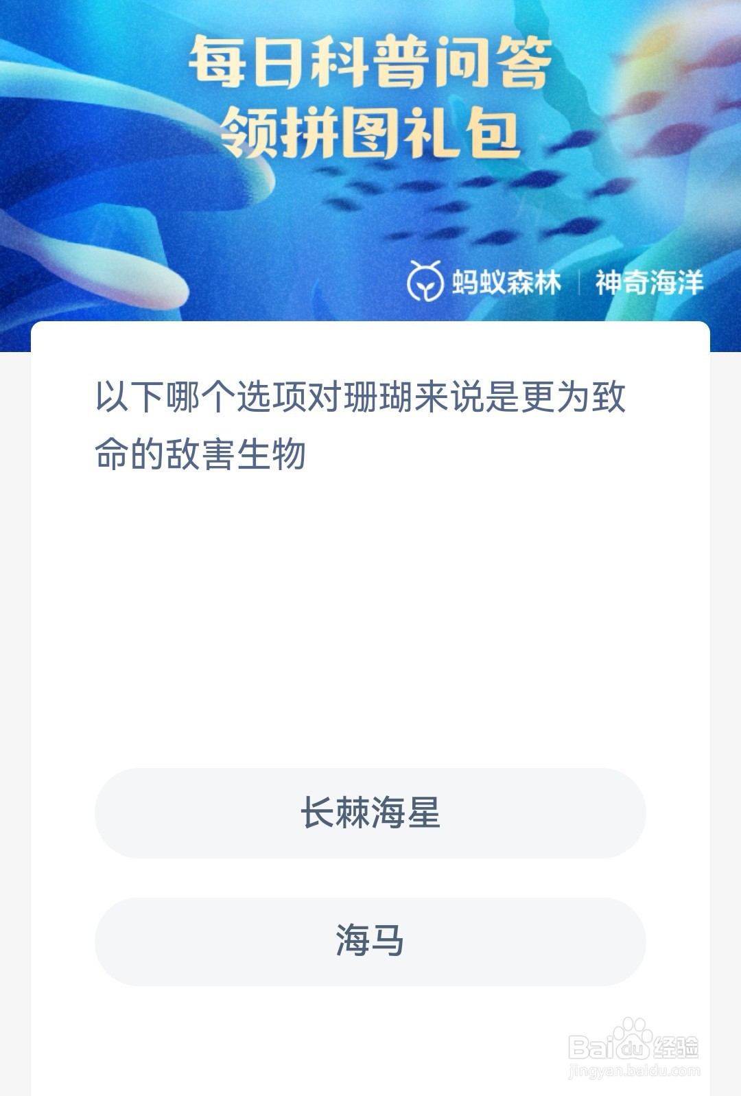 以下哪个选项对珊瑚来说是更为致命的 神奇海洋