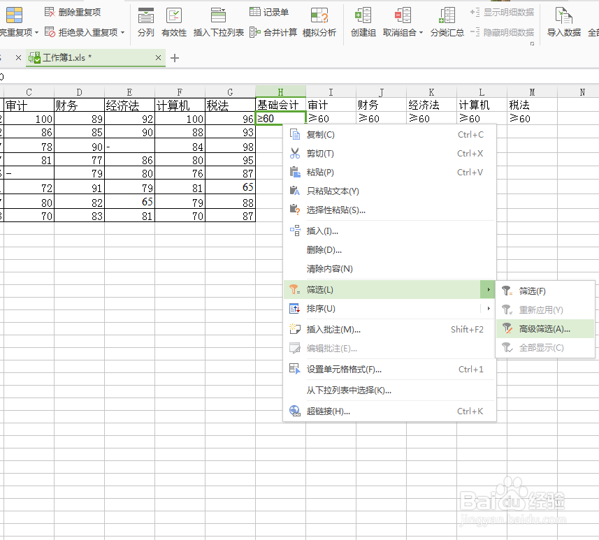 WPS的excel2007数据表中的高级筛选怎么用