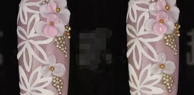 水晶粉雕花美甲教程