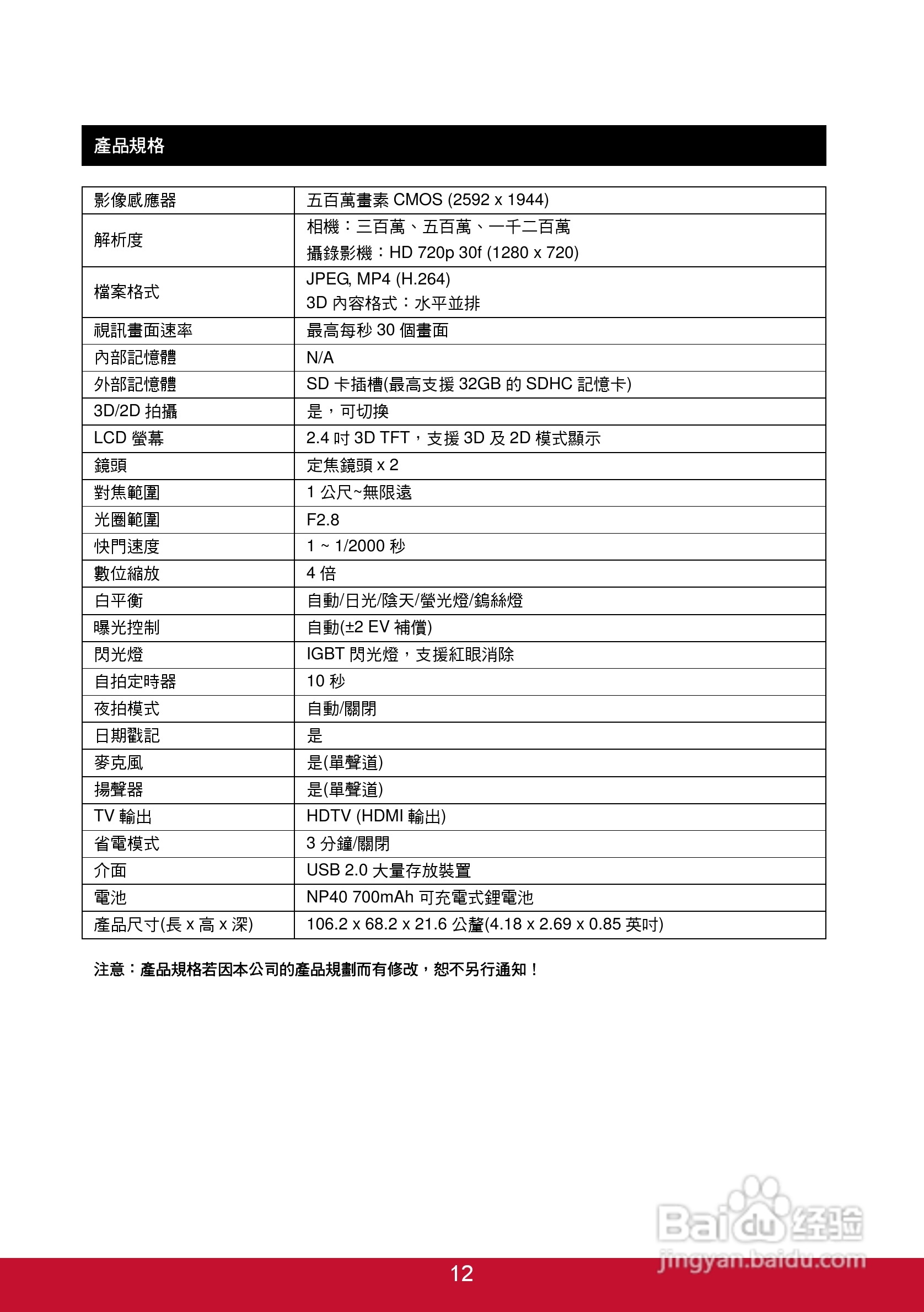 ViewSonic优派3DSC5照相机说明书:[2]