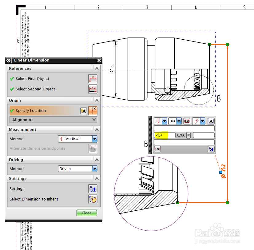 UG NX9.0二维图中在一个局部视图上标注整体尺寸