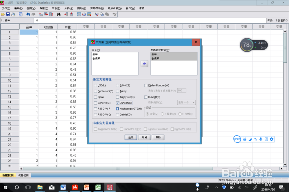 运用spss软件进行双因素有重复方差分析