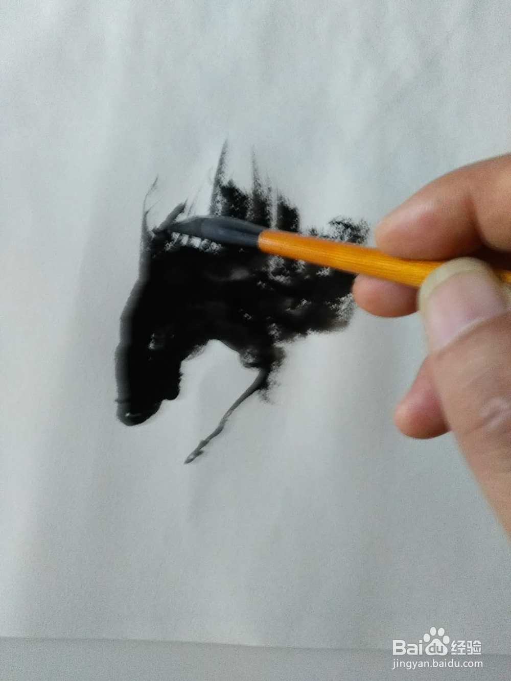 国画马的水墨画法。