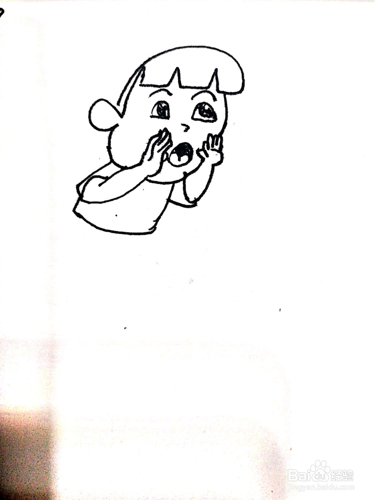 呐喊的女孩线描画怎么画