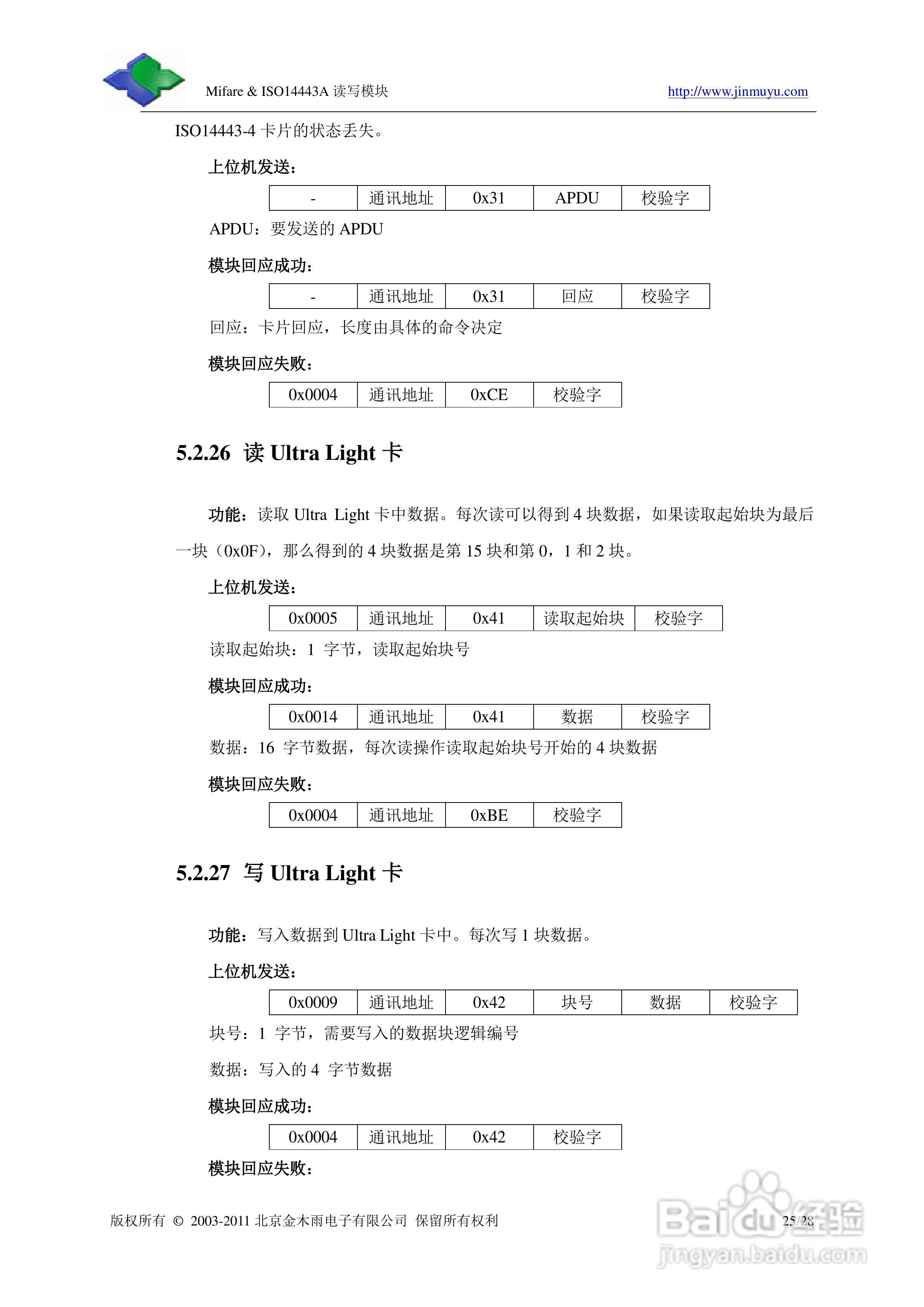 金木雨JMY501D非接触IC卡读卡模块用户手册:[3]