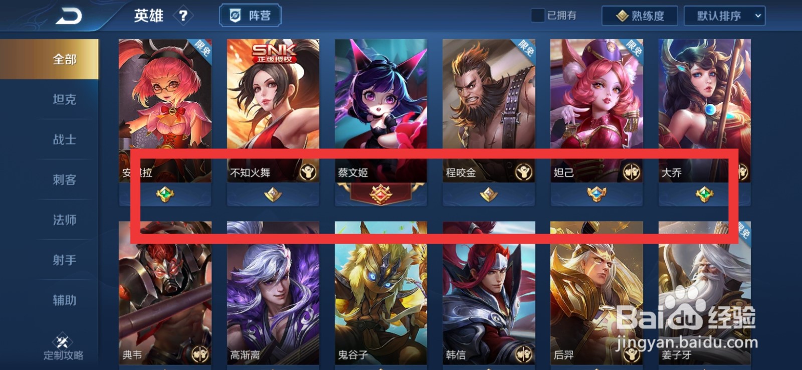 王者荣耀英雄熟练度怎么看