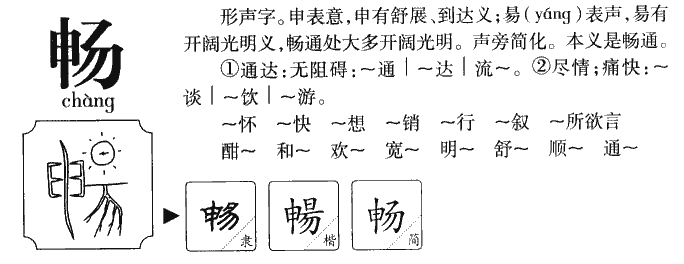 查字典畅是什么偏旁几画