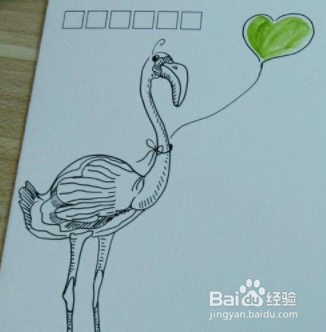 抽象的鸵鸟手绘明信片制作