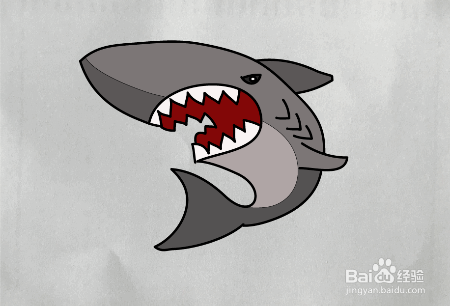 鲨鱼怎么画恐怖简单图片