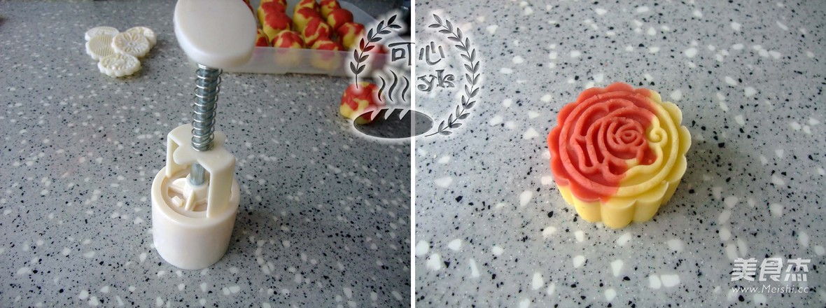 惊艳喜庆的红曲双色绿豆糕