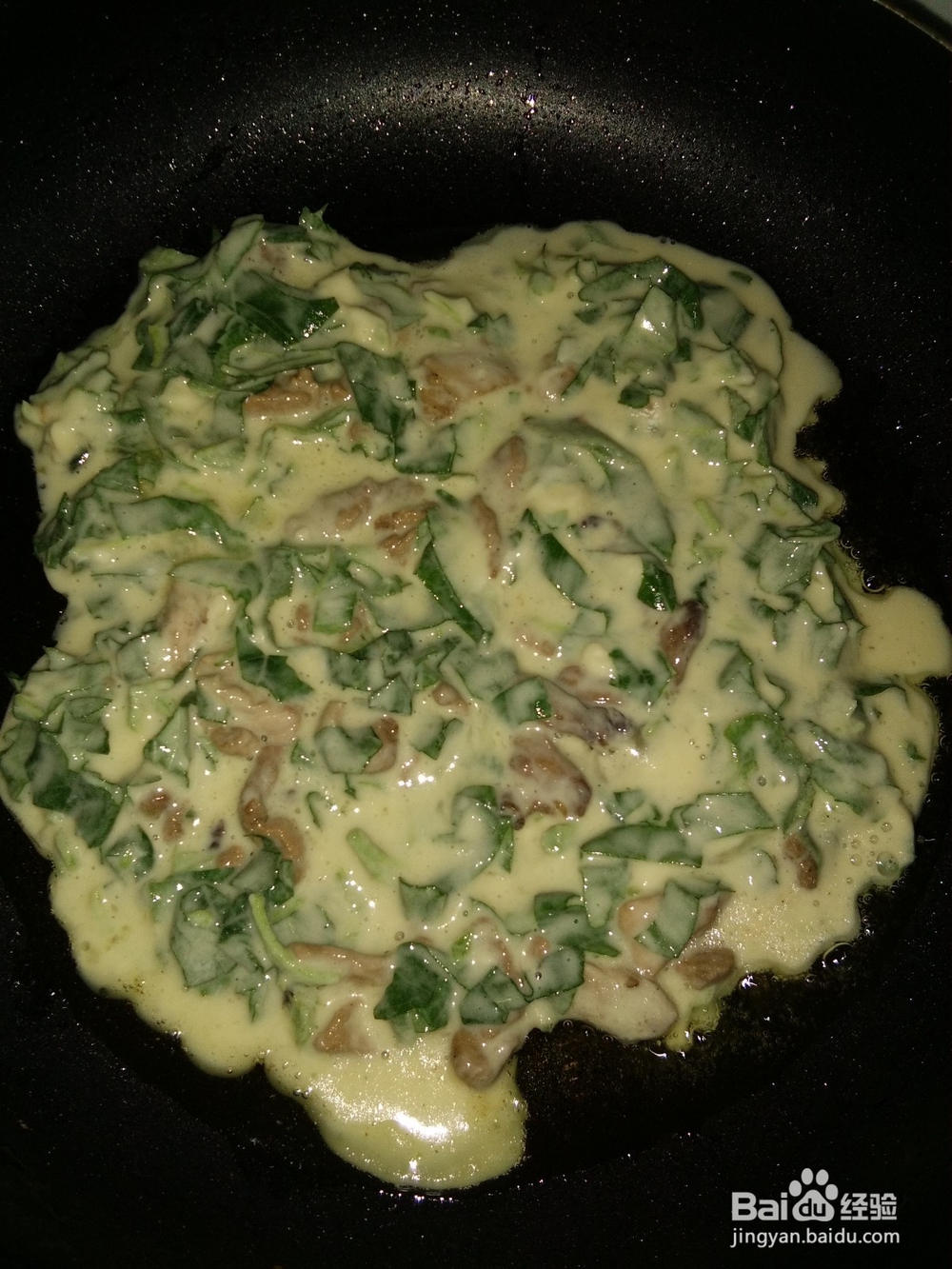 苋菜肉丝鸡蛋饼