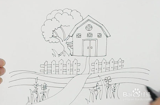 篱笆小屋的简笔画图片