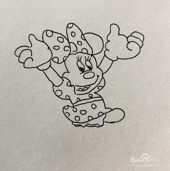 如何画开心的米妮简笔画