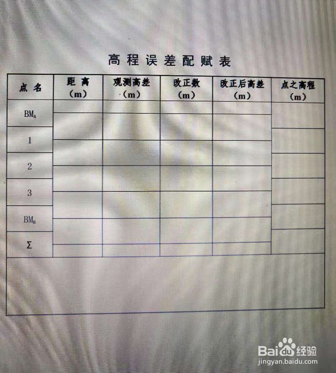 高程误差配赋表怎么填