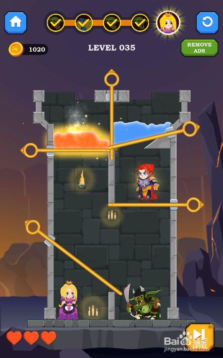 Hero Rescue Online的LEVEL 035怎样通过？