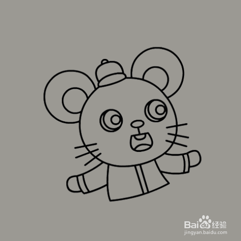 如何手工画撒红包的老鼠简笔画?