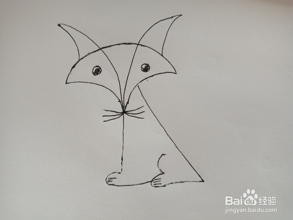 趣味画--扇形画狐狸