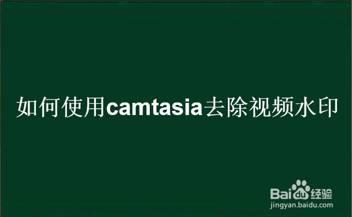 <b>如何使用camtasia去除视频水印</b>
