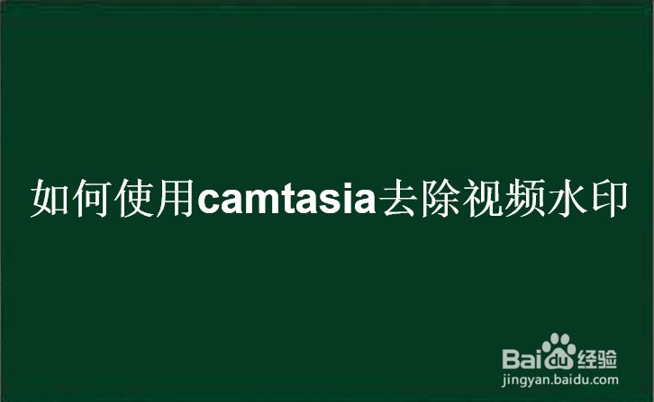 如何使用camtasia去除视频水印