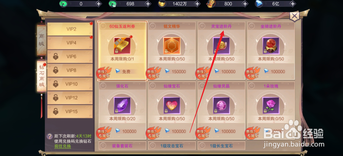 剑御天下如何购买【灵宠进阶丹】