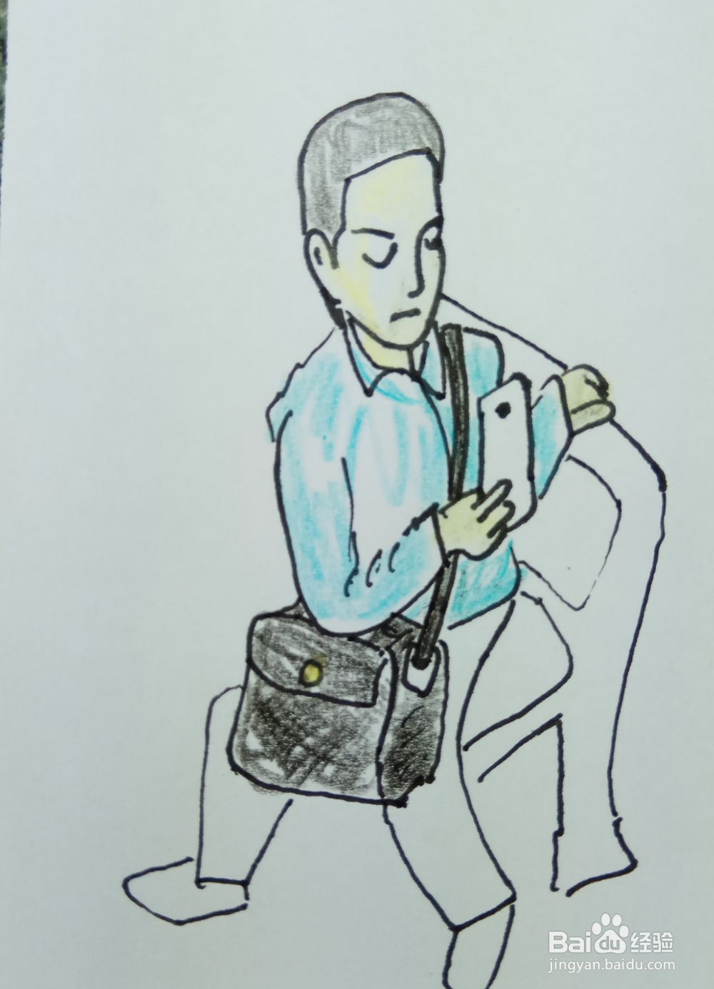 怎样画简笔画坐在椅子上看手机?