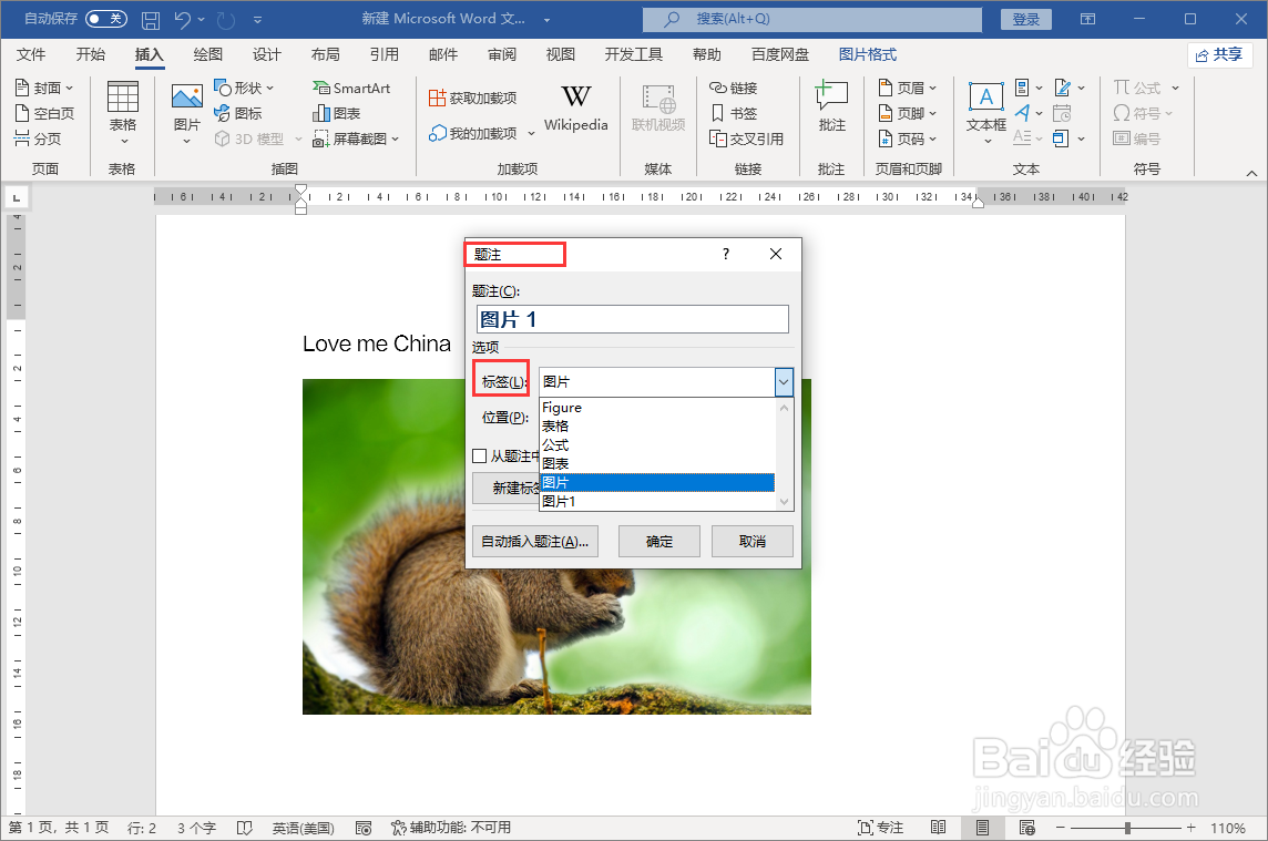 word2021给图片添加注解文字