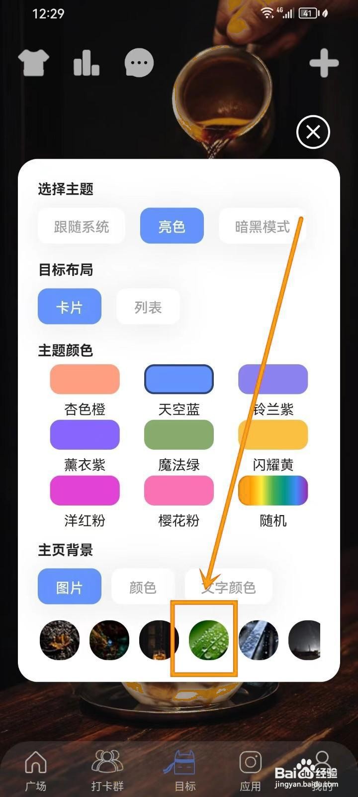 如何设置《言必行打卡》的主页背景