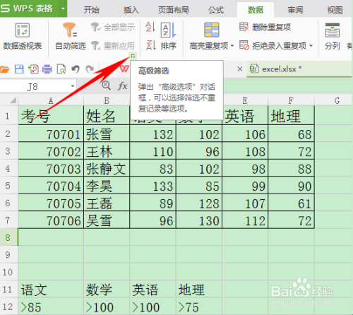 如何在wps表格运用高级筛选?