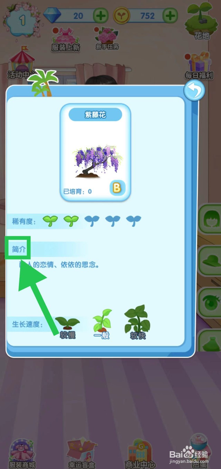 花花姑娘之魔法花园怎么查看紫藤花的简介