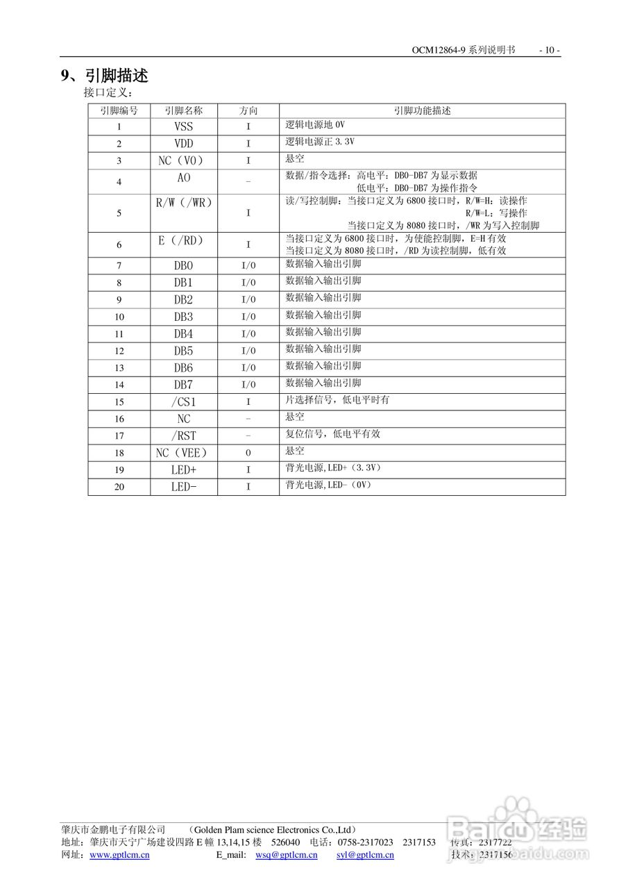 液晶显示器OCM12864-9说明书:[2]